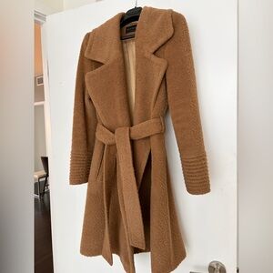 Sentaler boucle alpaca mid length coat